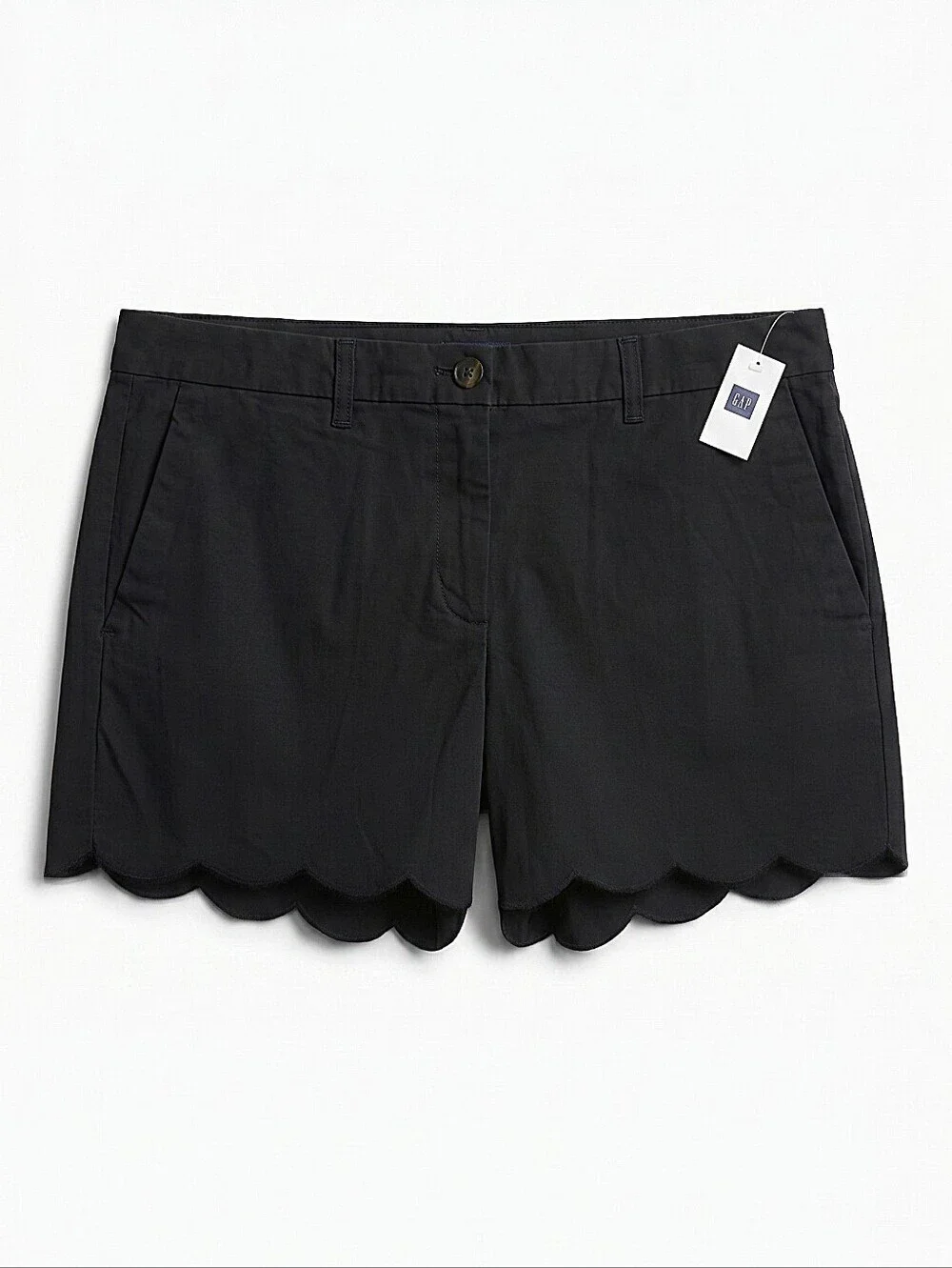 NWT! GAP Black Scallop-Hem Chino Short Shorts
